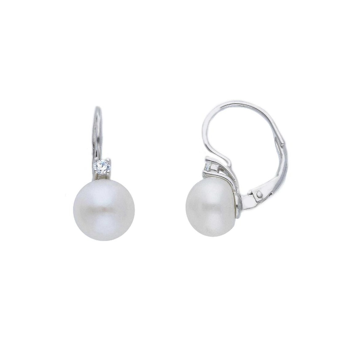 Orecchini monachella in argento 925/ooo zirconia cubica e perla