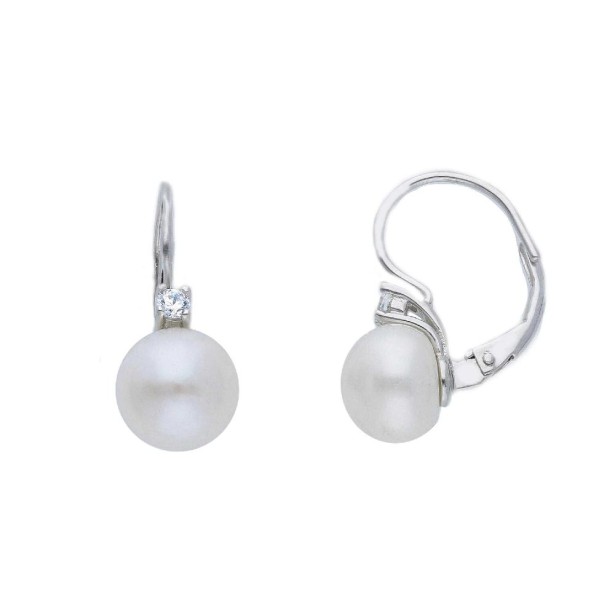 Orecchini monachella in argento 925/ooo zirconia cubica e perla