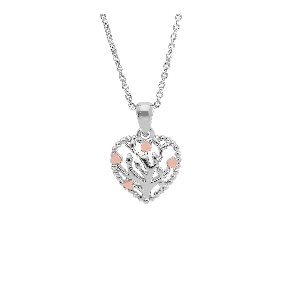 Girocollo in argento bicolore 925/ooo con albero della vita e cuore