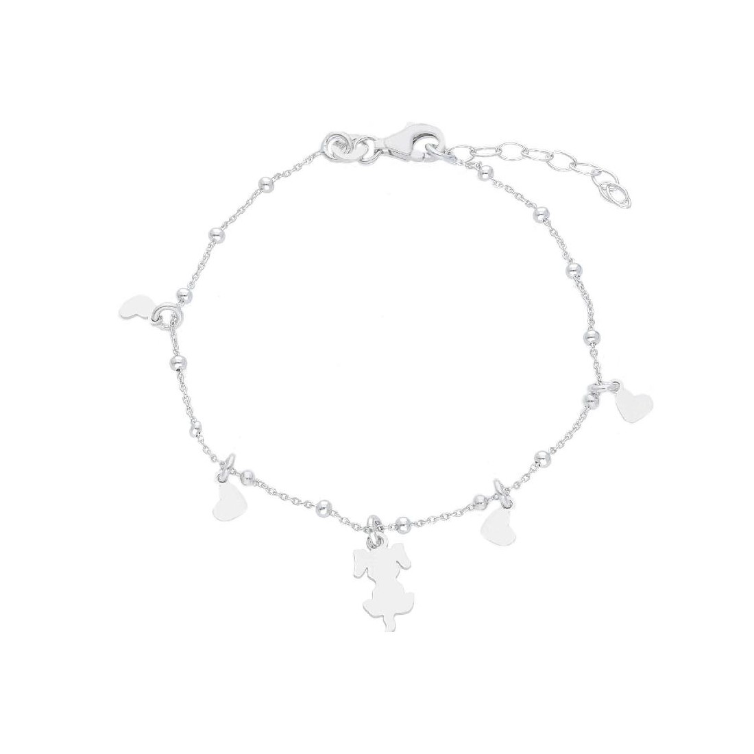 Bracciale in argento 925/ooo con cane e cuore