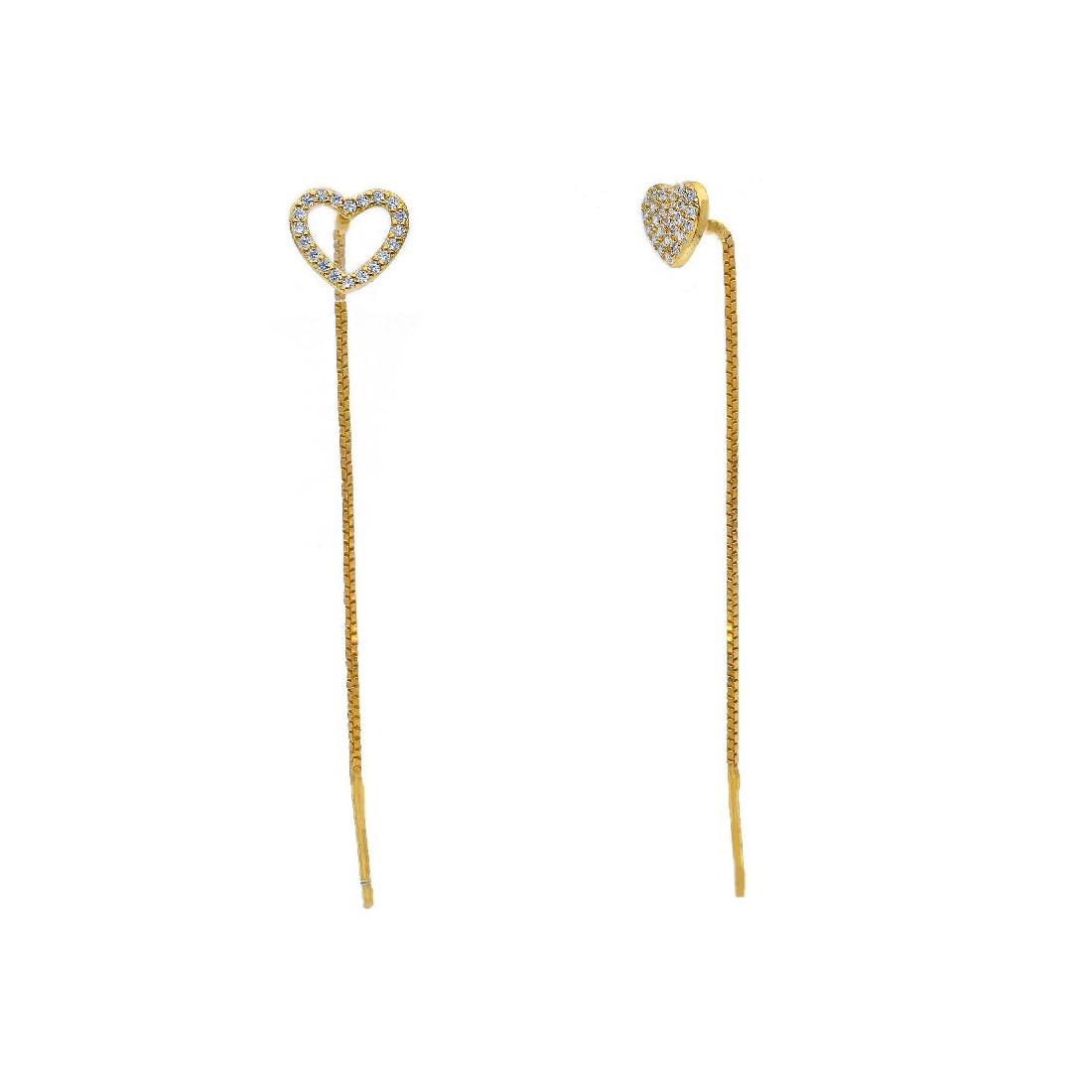 Orecchini pendenti in argento dorato 925/ooo con cuore
