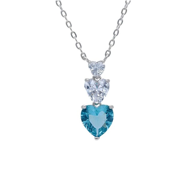 Girocollo in argento 925/ooo zirconia cubica e cristallo artificiale azzurro con cuore