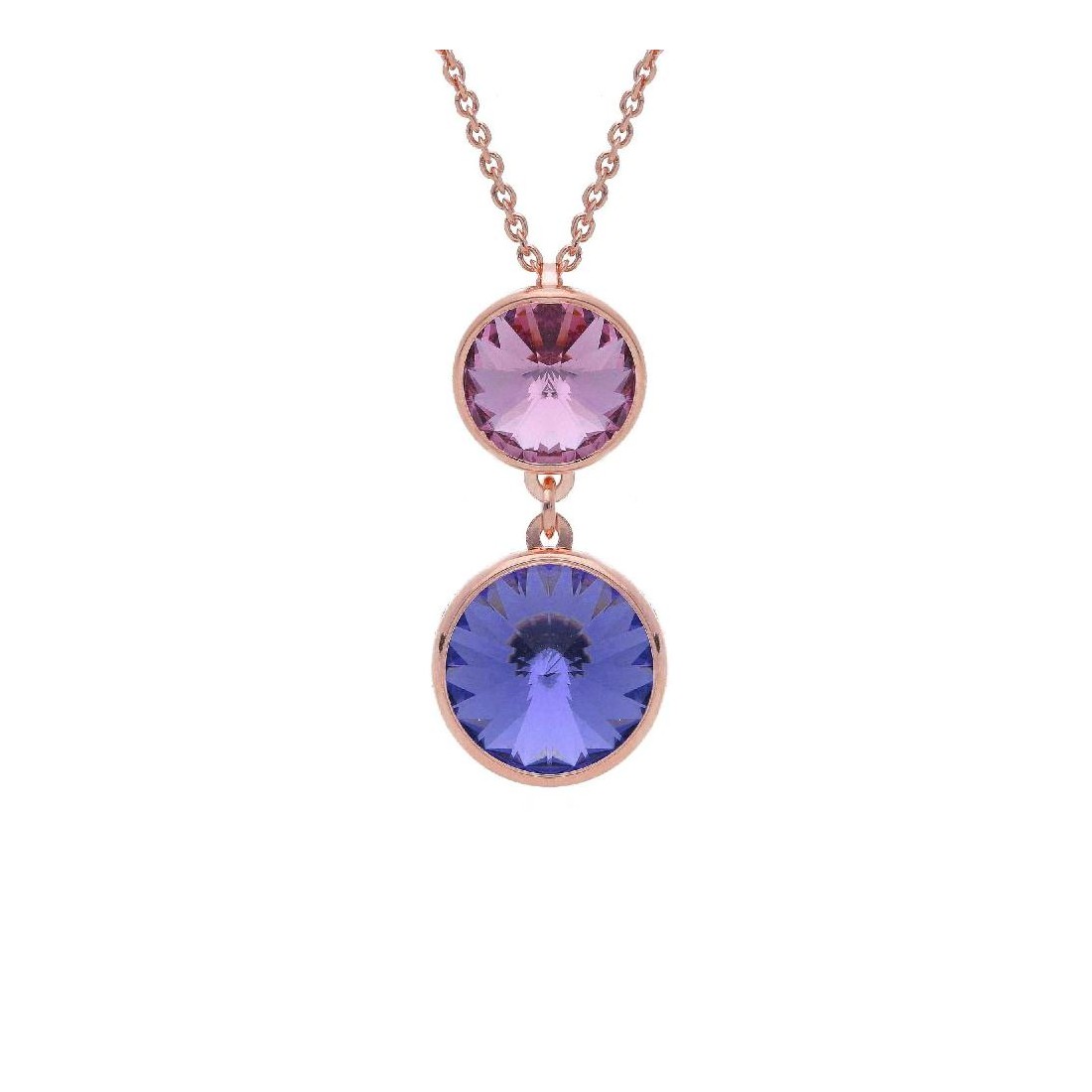 Girocollo in argento rosa 925/ooo e cristallo artificiale multicolor