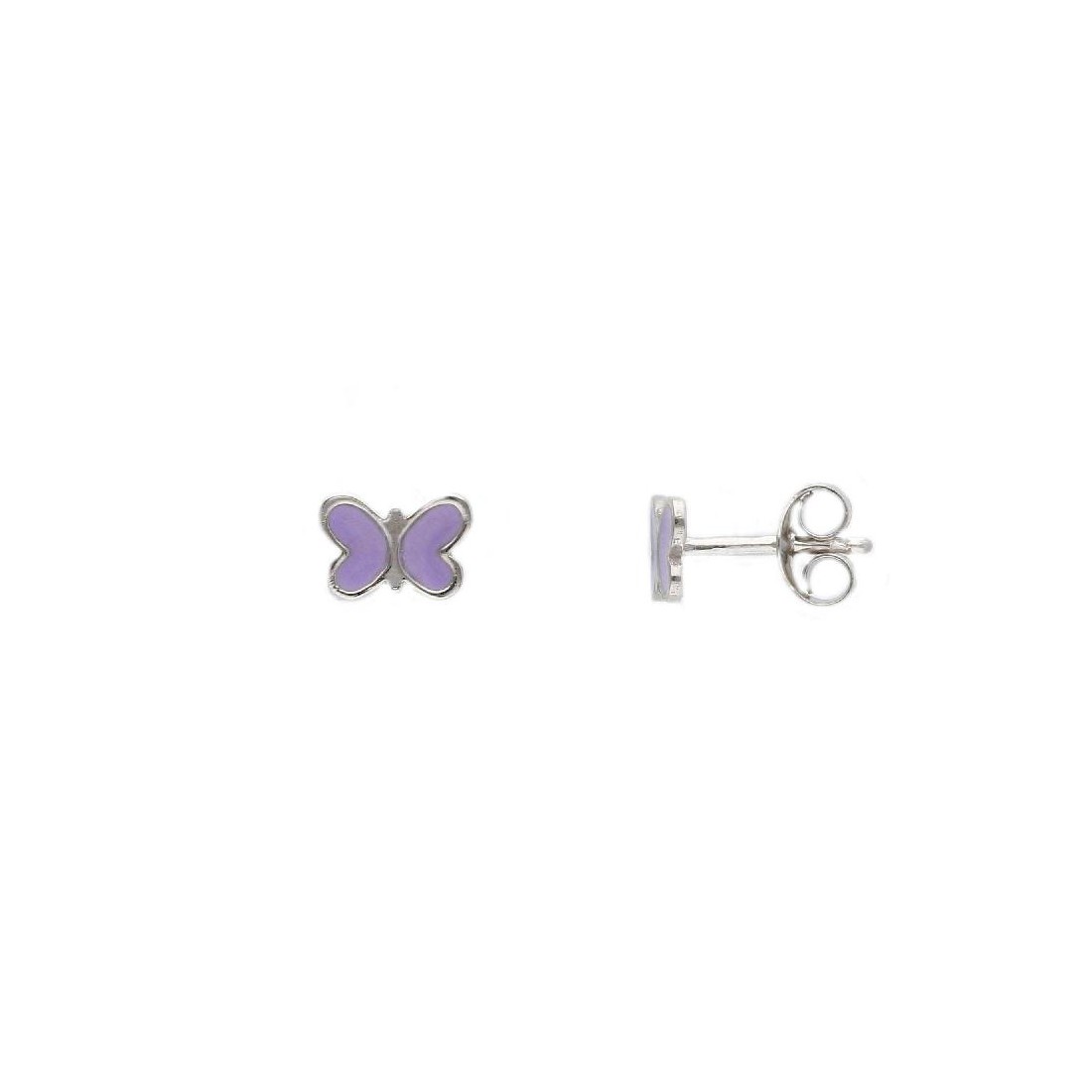 Orecchini lobo in argento 925/ooo e smalto con farfalla