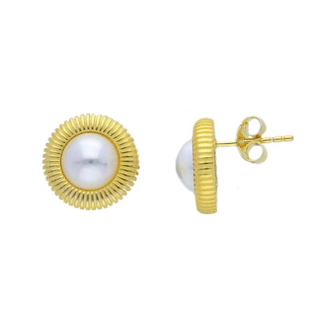 Orecchini lobo in argento dorato 925/oo e perla