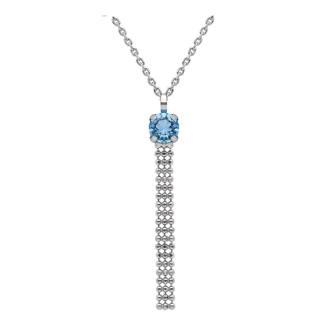 Girocollo in argento 925/ooo zirconia cubica e cristallo artificiale azzurro