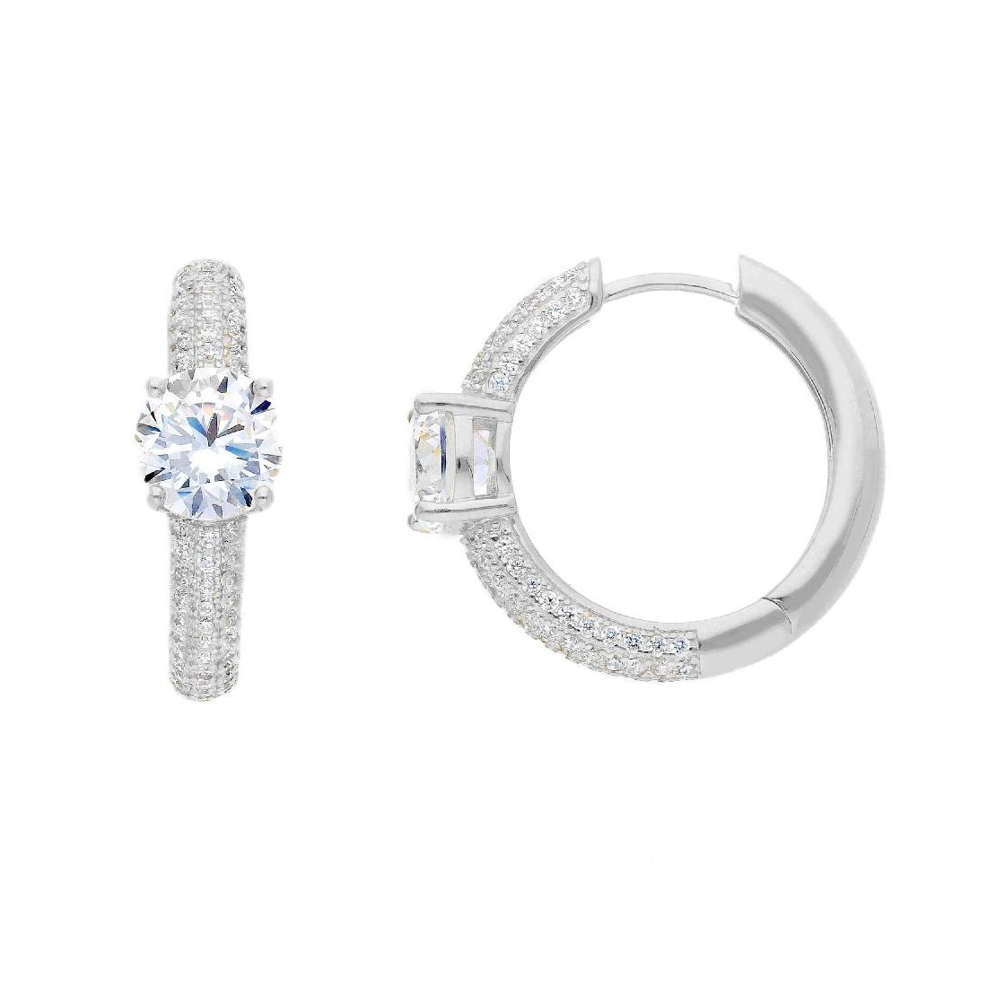 Orecchini cerchio in argento 925/ooo e zirconia cubica