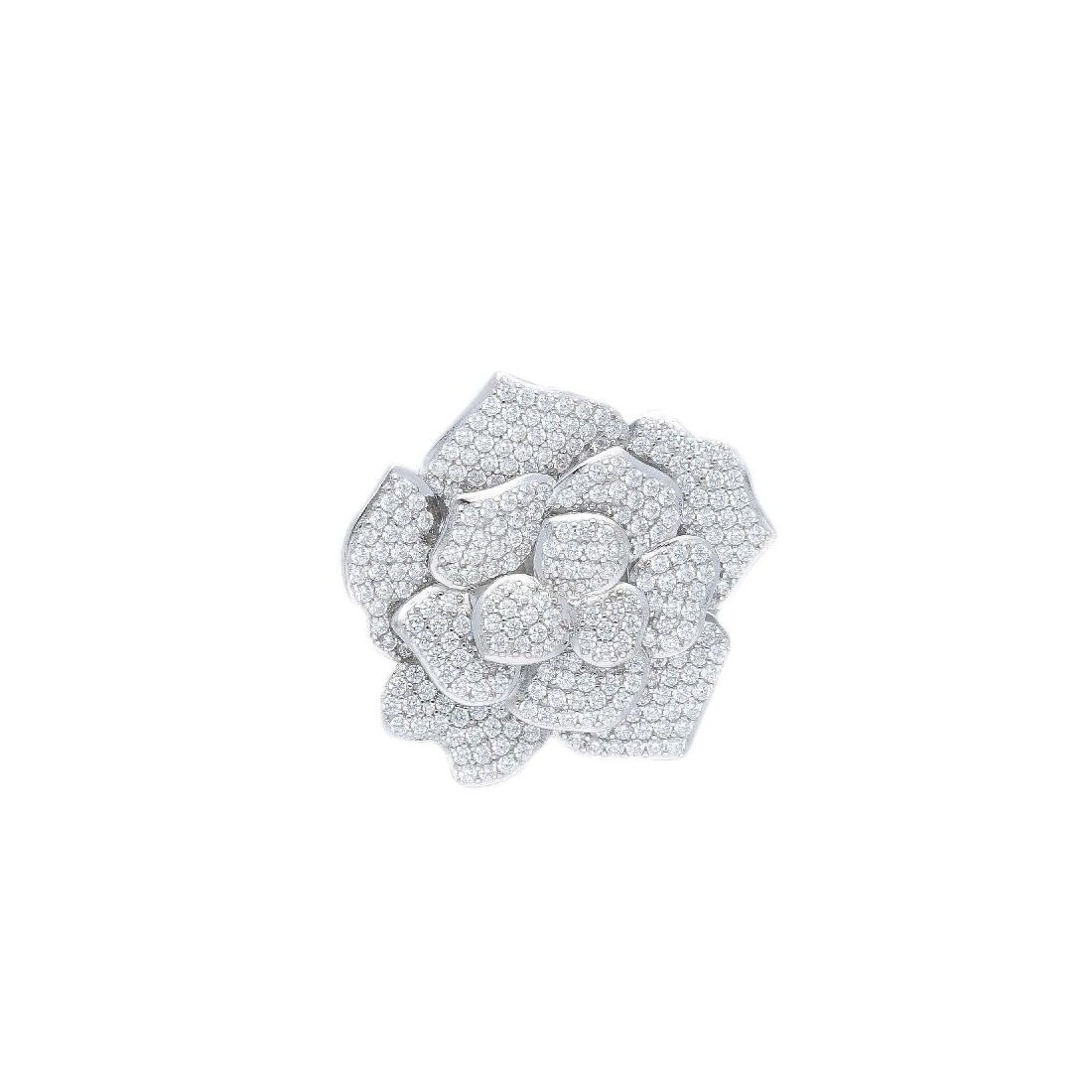 Spilla in argento 925/ooo e zirconia cubica con fiore