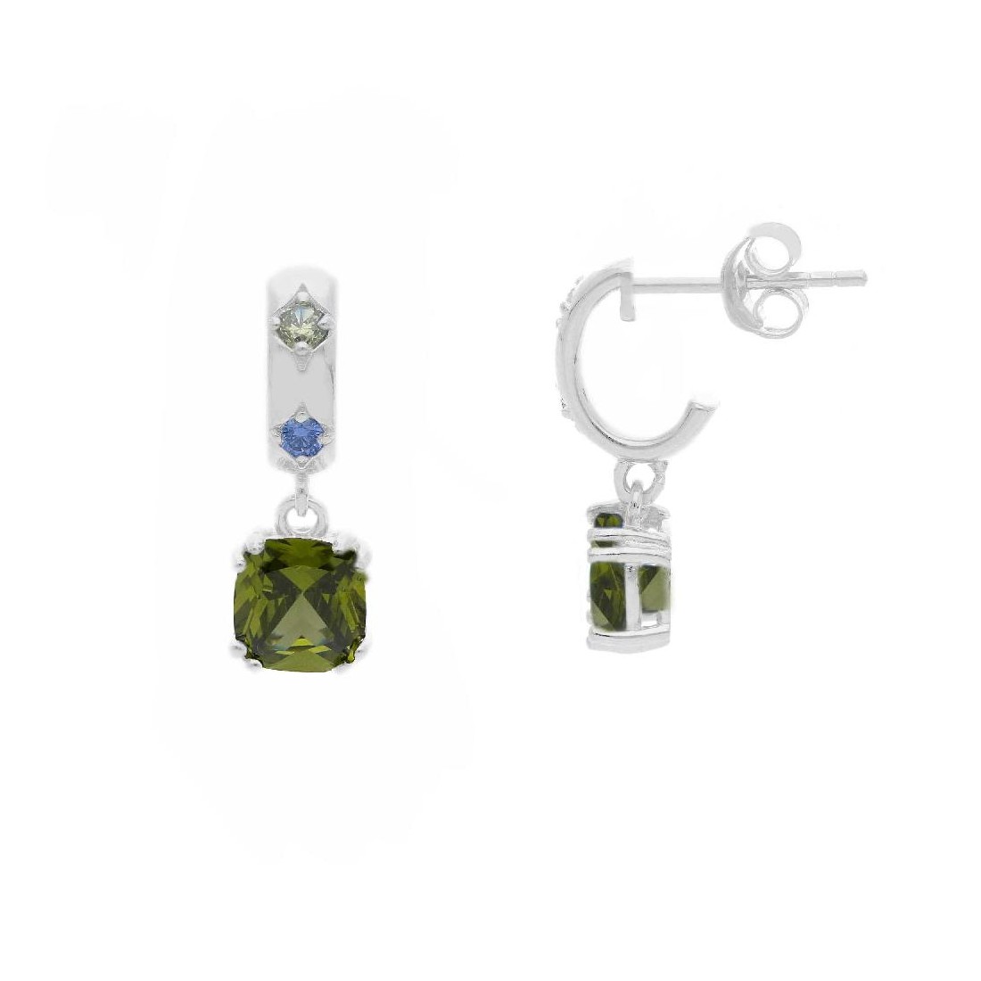 Orecchini pendenti in argento 925/ooo e cristalloartificiale multicolor