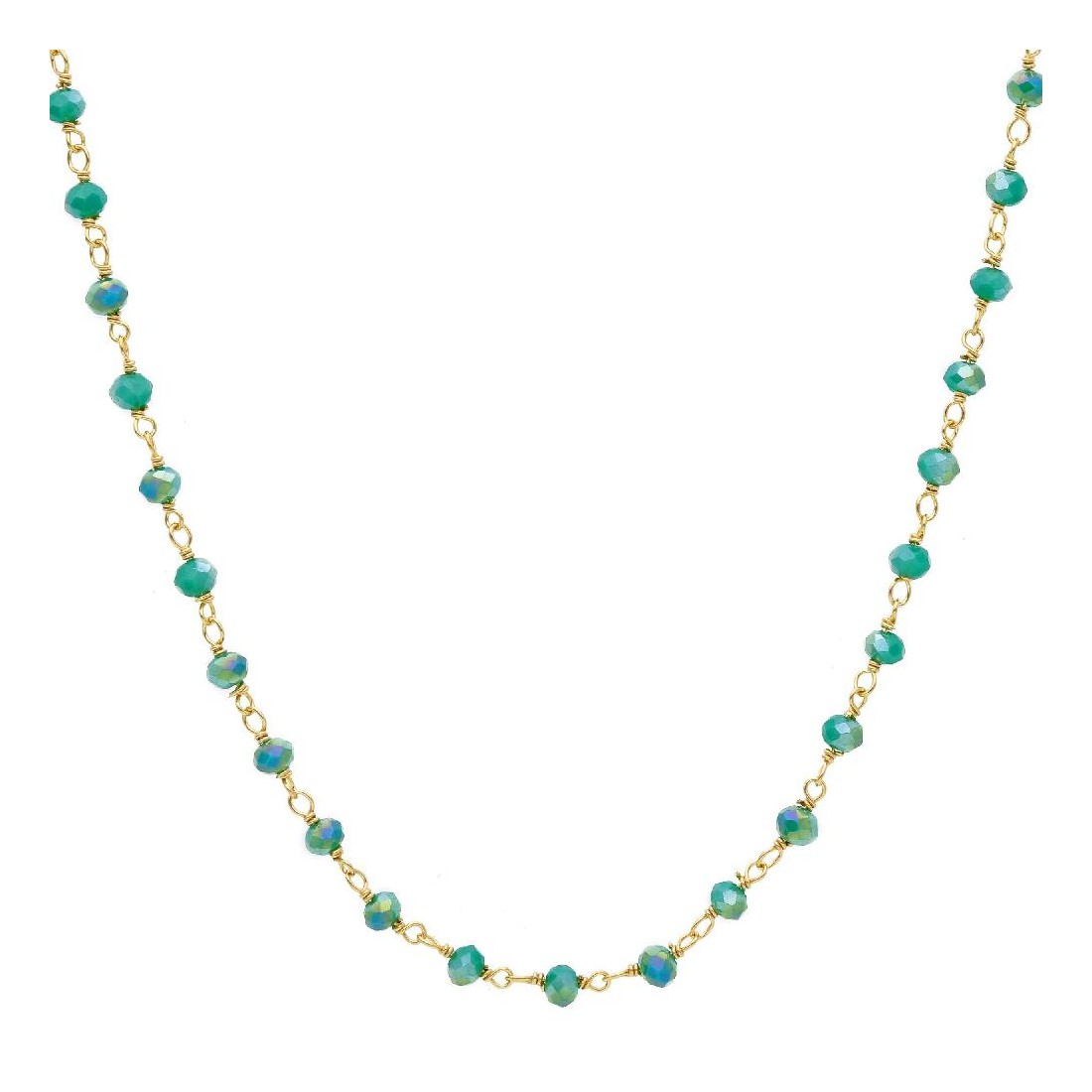 Girocollo in argento dorato 925/ooo e cristallo artificiale verde