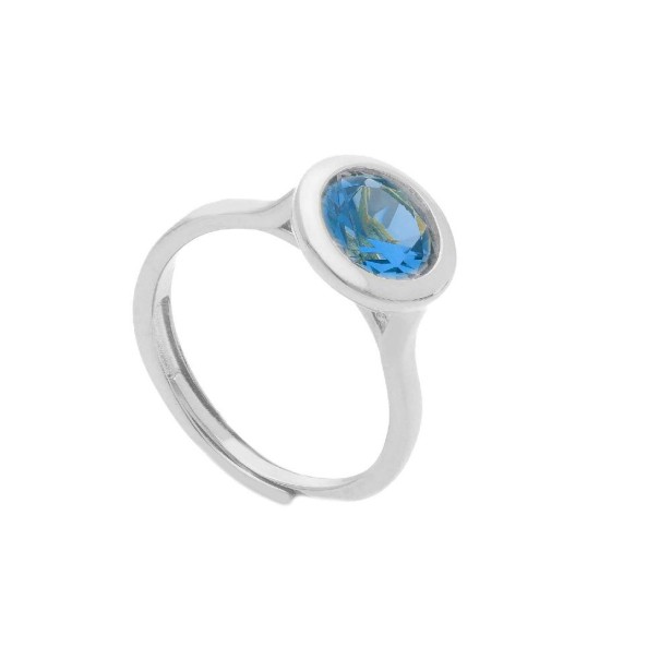 Anello solitario punto luce in argento 925/ooo e cristallo artificiale blu