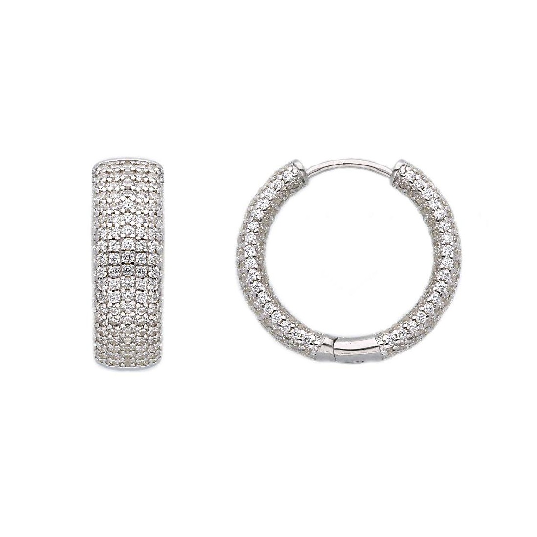 Orecchini cerchio in argento 925/ooo e zirconia cubica