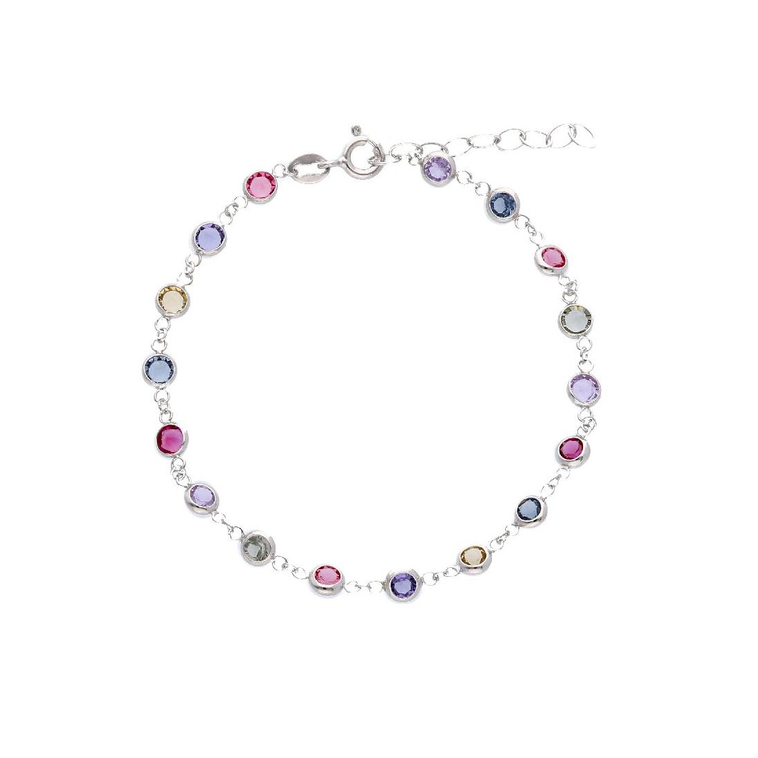 Bracciale in argento 925/°°° e cristallo artificiale multicolor
