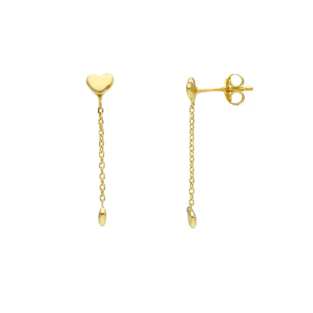 Orecchini pendenti in argento dorato 925/ooo con cuore