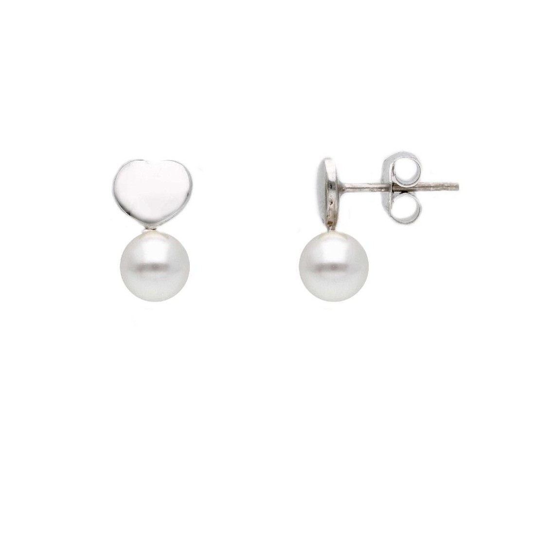 Orecchini pendenti in argento 925/ooo e perla con cuore