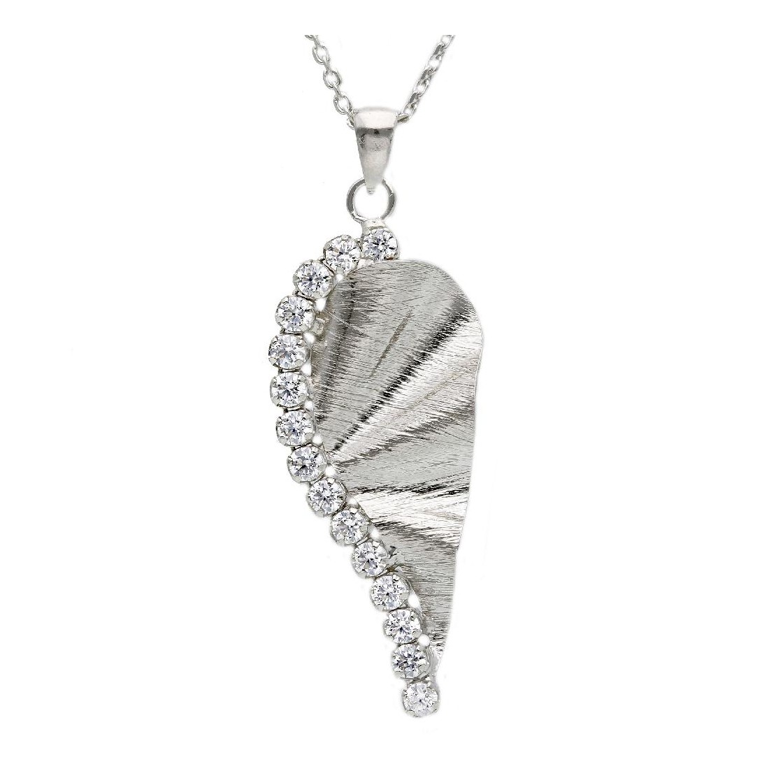 Girocollo in argento 925/ooo e cristallo artificiale con ala d'angelo