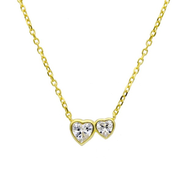 Girocollo in argento dorato 925/ooo e zirconia cubica con cuore
