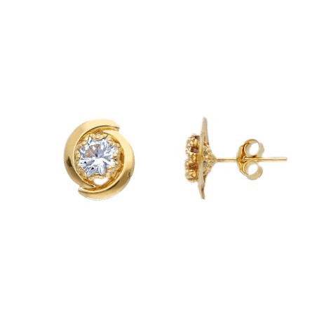Orecchini lobo in oro giallo 750/ooo e zirconia cubica