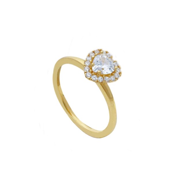 Anello in oro giallo 375/ooo e zirconia cubica concuore