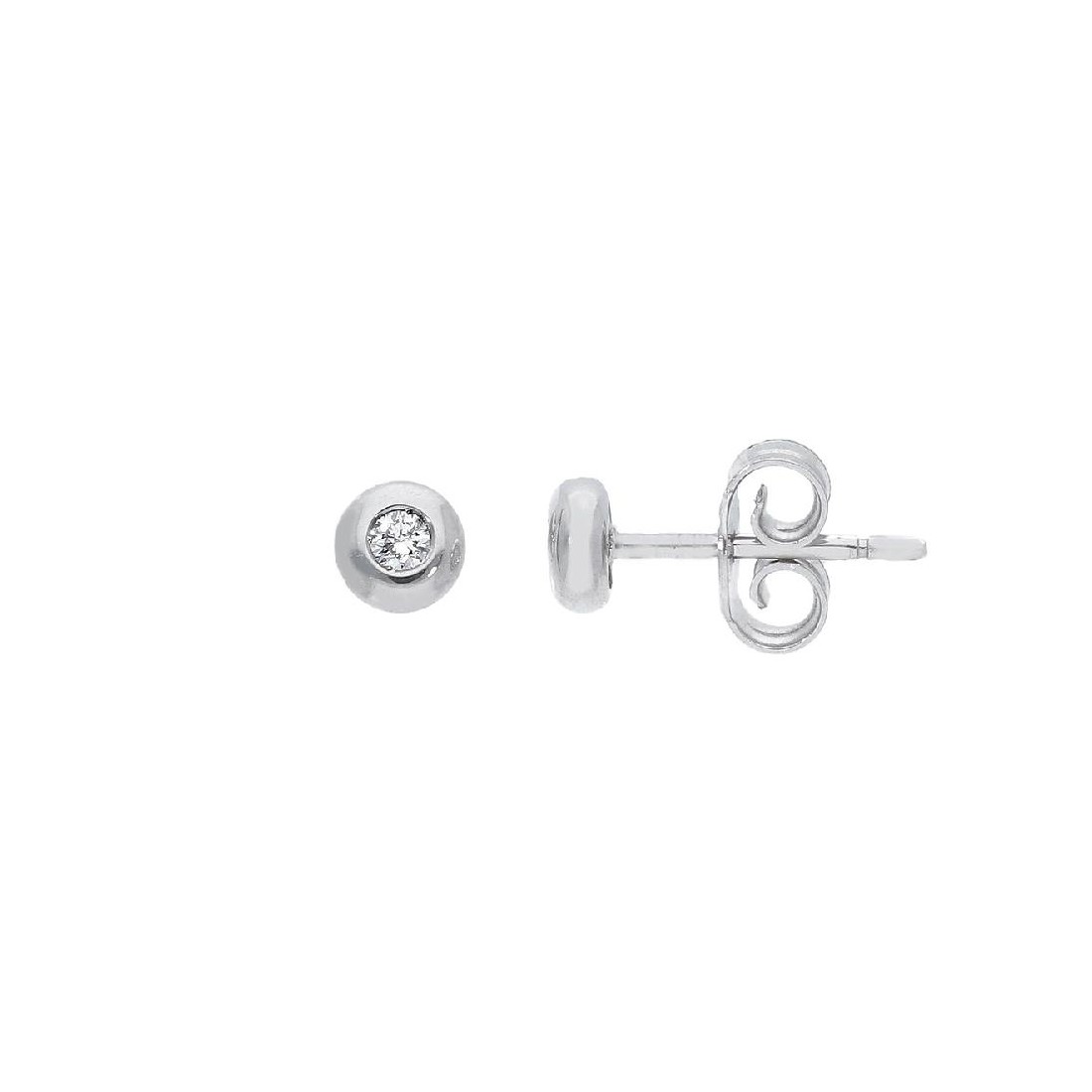 Orecchini punto luce in oro bianco 750/°°° e diamante