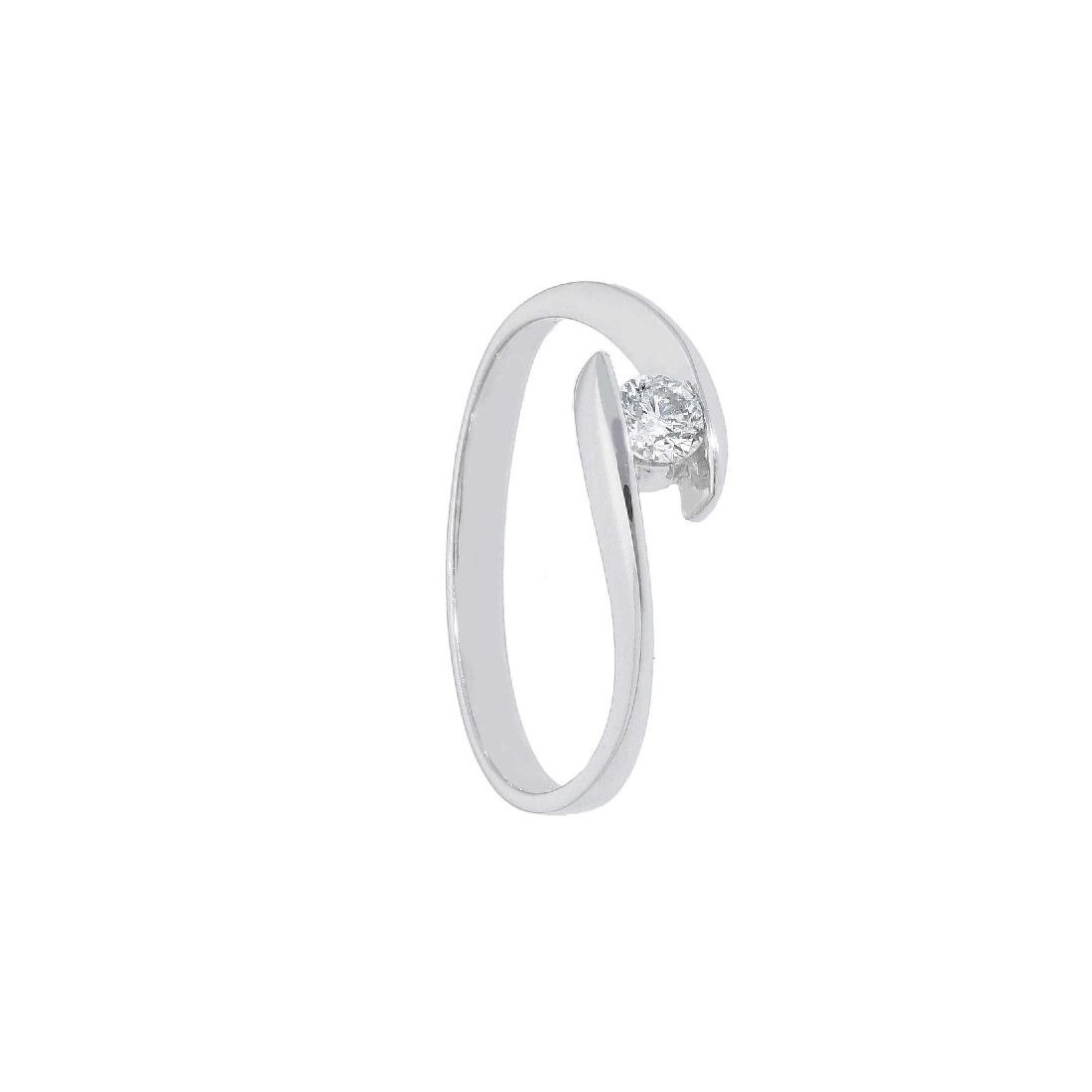 Anello solitario in oro bianco 750/°°° e diamante