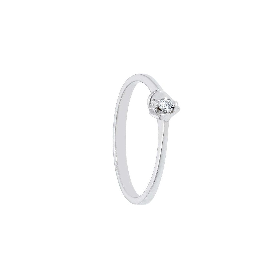 Anello solitario in oro bianco 750/°°° e diamante