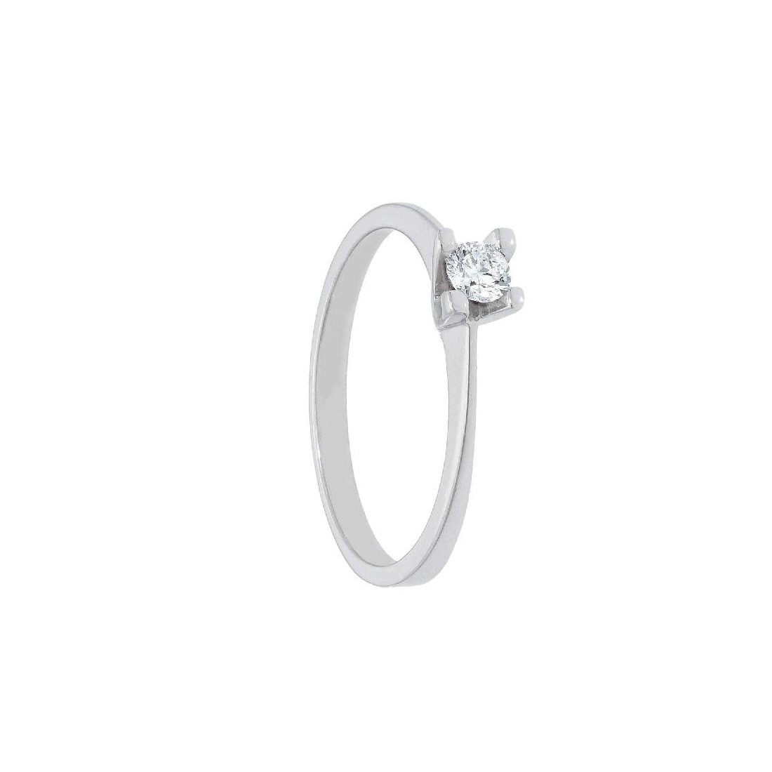 Anello solitario in oro bianco 750/°°° e diamante