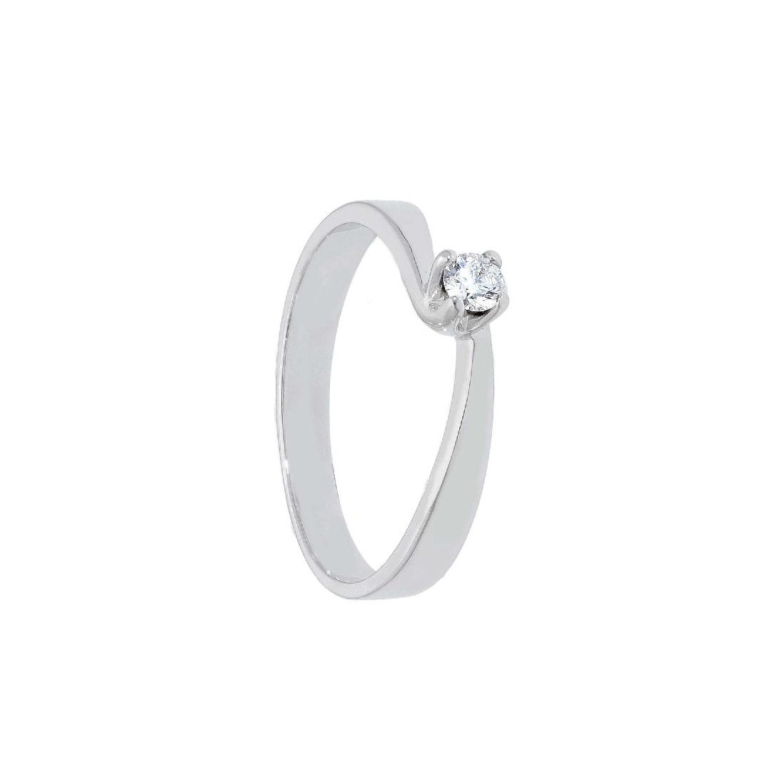 Anello solitario in oro bianco 750/ooo e diamante