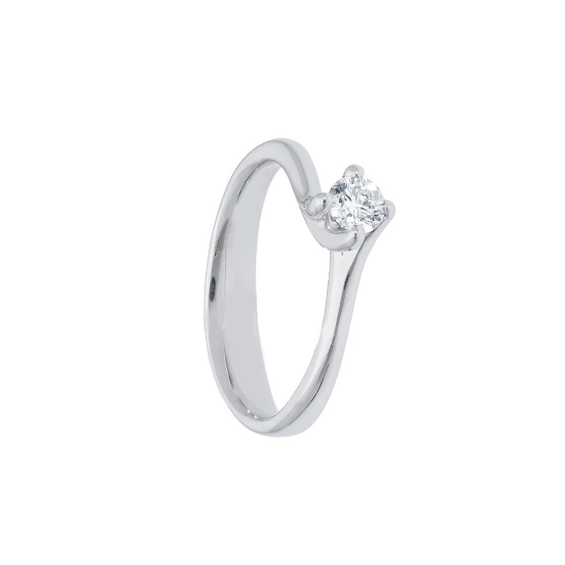 Anello solitario in oro bianco 750/ooo e diamante