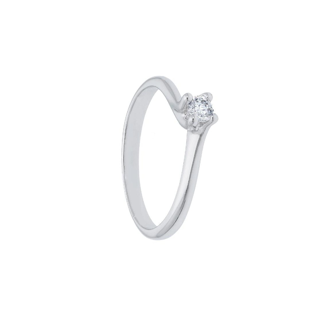 Anello solitario in oro bianco 750/ooo e diamante