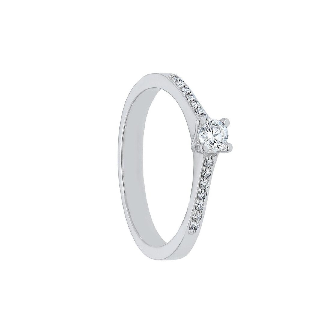 Anello solitario in oro bianco 750/ooo e diamante