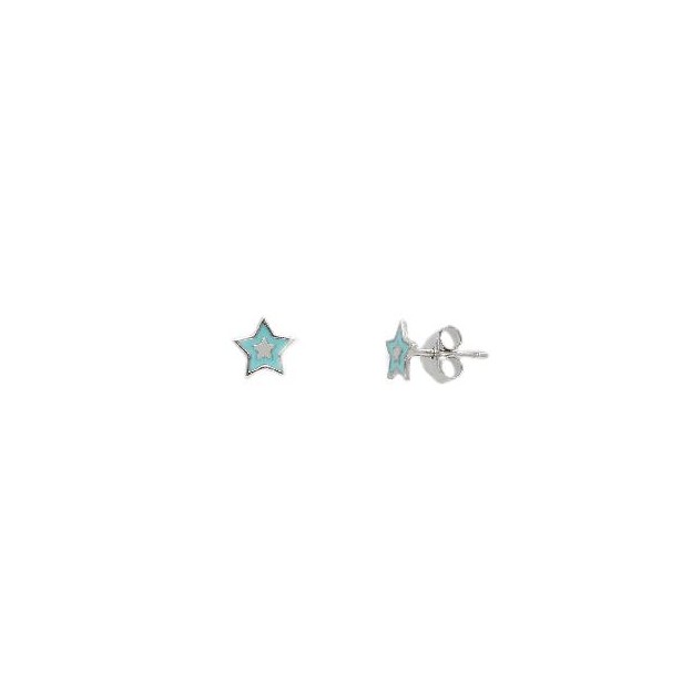 Orecchini lobo in argento 925/ooo e smalto con stella