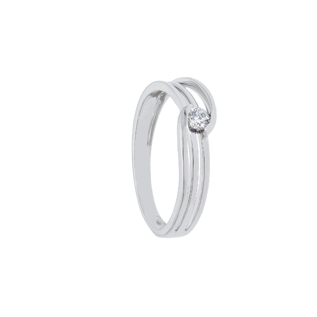 Anello solitario in oro bianco 750/°°° e diamante