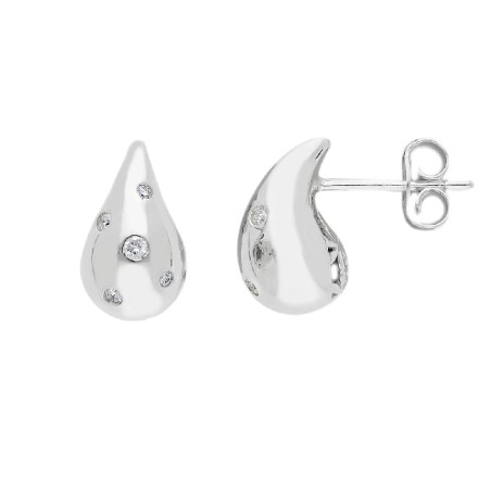 Orecchini in oro bianco 375/°°° e diamante con goccia