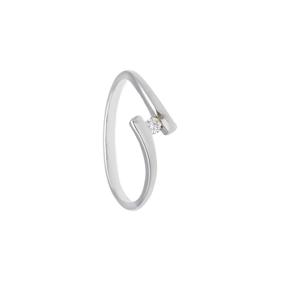 Anello solitario in oro bianco 375/°°° e diamante