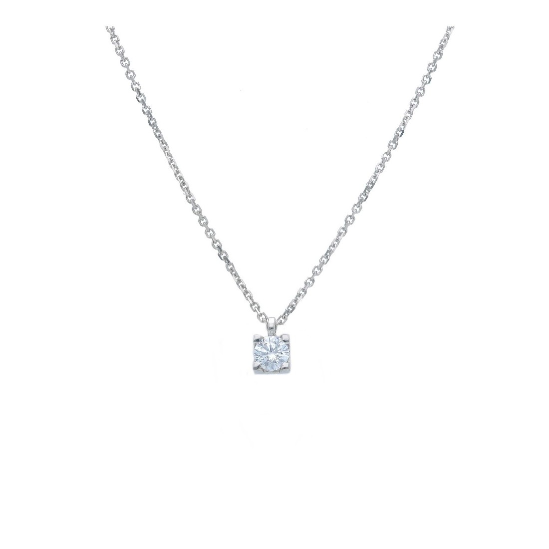 Girocollo punto luce in oro bianco 375/ooo con diamante naturale