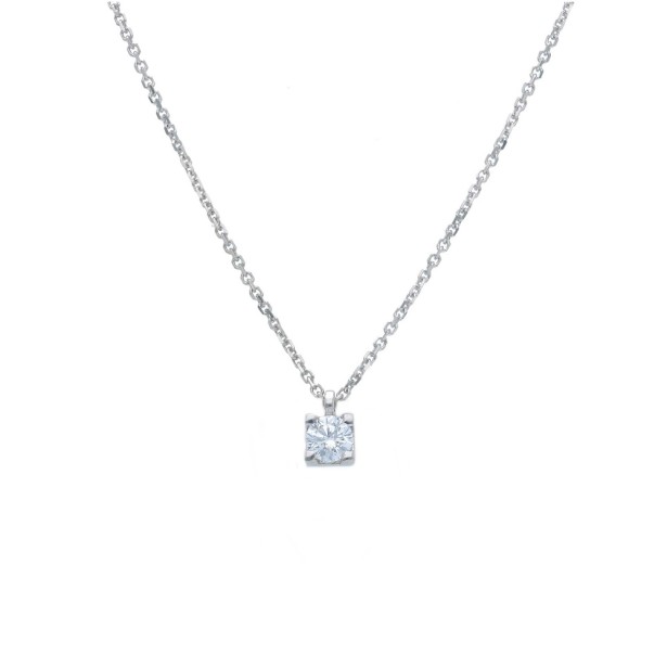 Girocollo punto luce in oro bianco 375/ooo con diamante naturale