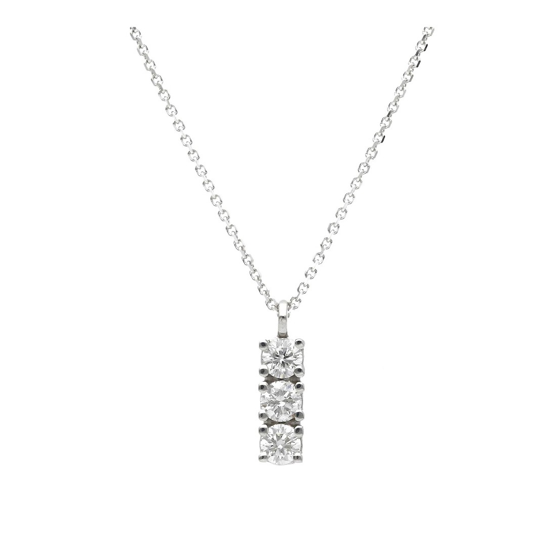 Girocollo trilogy in oro bianco 375/ooo con diamante naturale