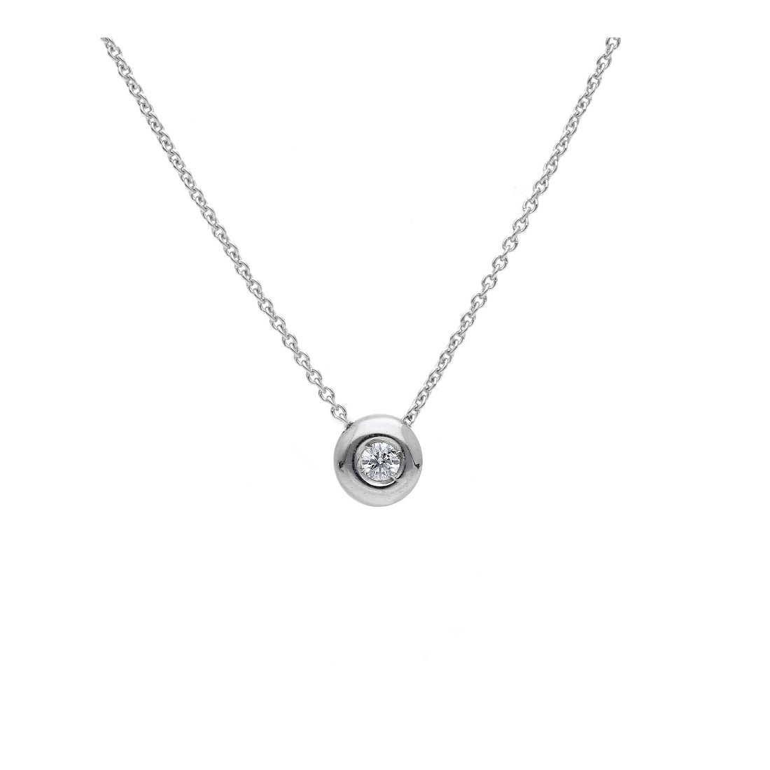 Girocollo in oro bianco 375/ooo con diamante naturale