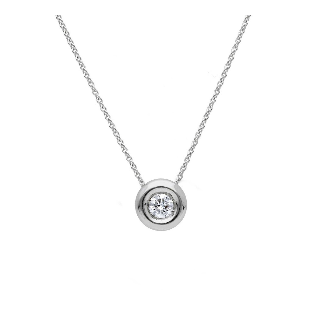 Girocollo in oro bianco 375/ooo con diamante naturale