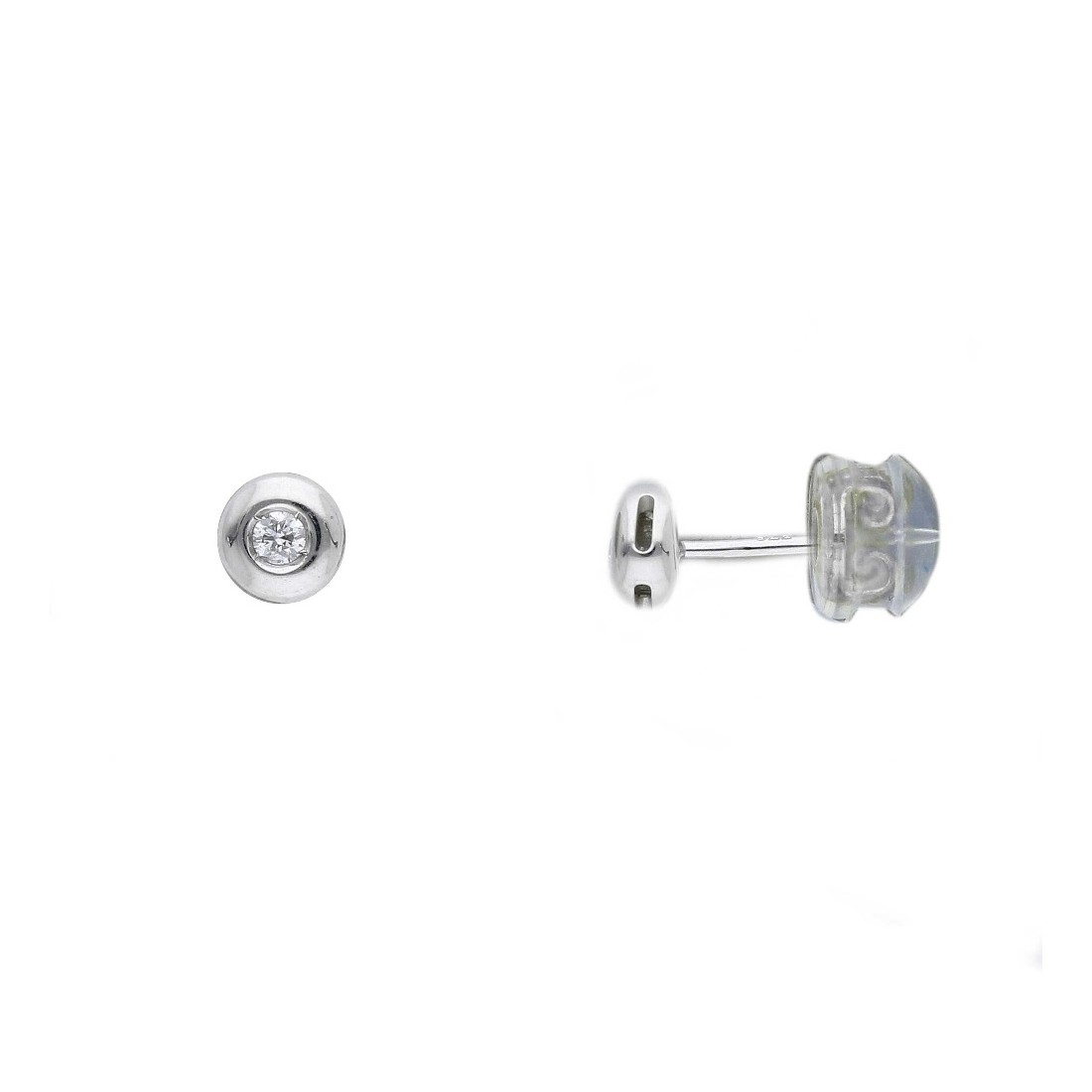 Orecchini lobo in oro bianco 375/ooo con diamante naturale
