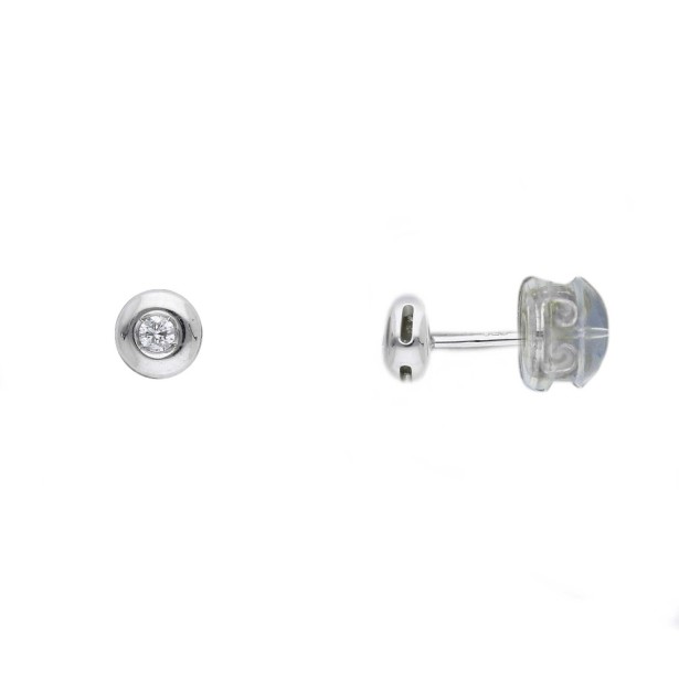 Orecchini lobo in oro bianco 375/ooo con diamante naturale