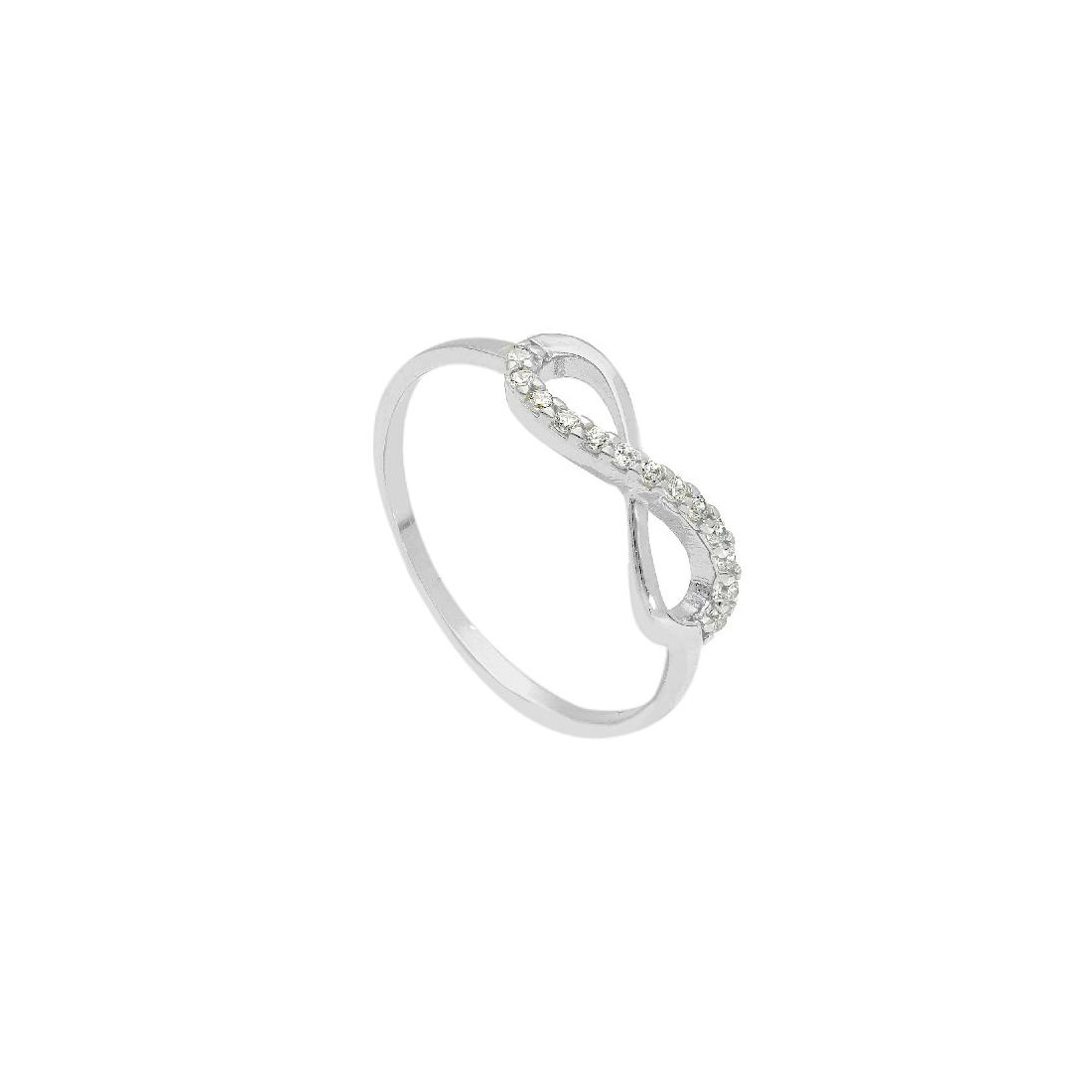 Anello in oro bianco 750/°°° e zirconia cubica con
