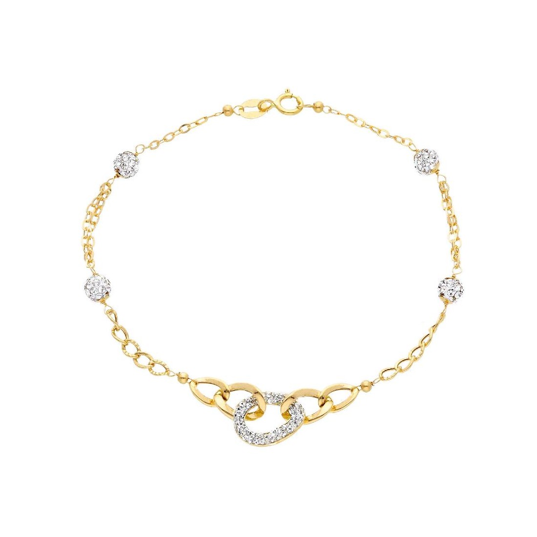 Bracciale in oro giallo 750/°°° e cristallo artificiale