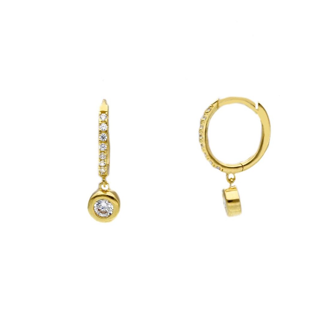 Orecchini pendenti in oro giallo 375/ooo e zirconia cubica