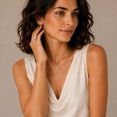 Orecchini lobo in oro bianco 375/°°° con diamante lab-grown