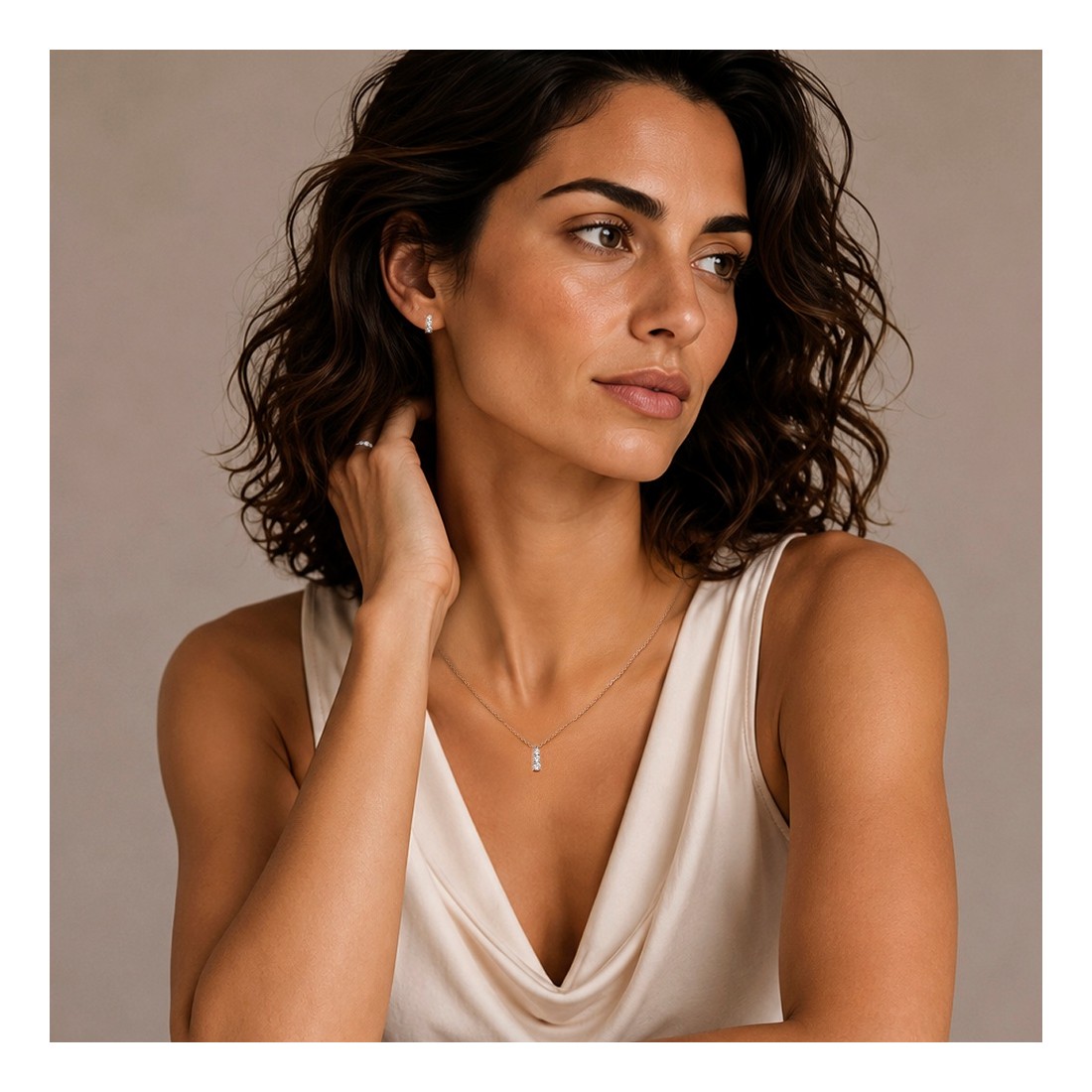 Anello trilogy in oro bianco 375/°°° con diamante lab-grown