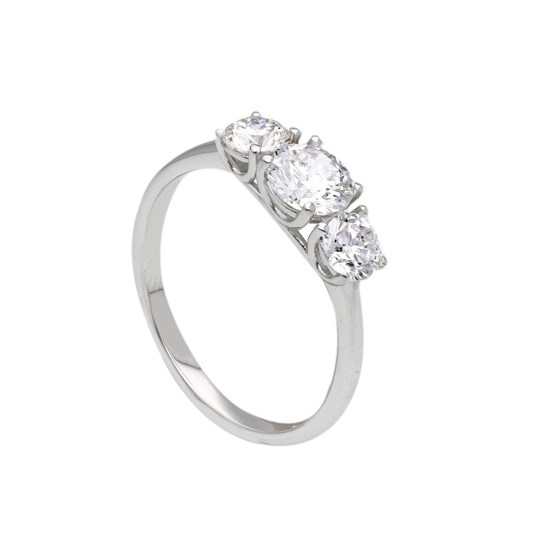 Anello trilogy in oro bianco 375/°°° con diamante lab-grown