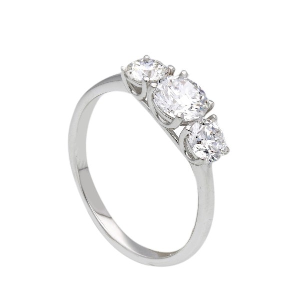 Anello trilogy in oro bianco 375/°°° con diamante lab-grown