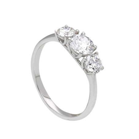 Anello trilogy in oro bianco 375/°°° con diamante lab-grown